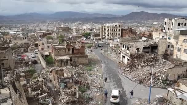 Taiz Jemen May 2021 Domy Zničené Důsledku Násilné Války Taiz — Stock video