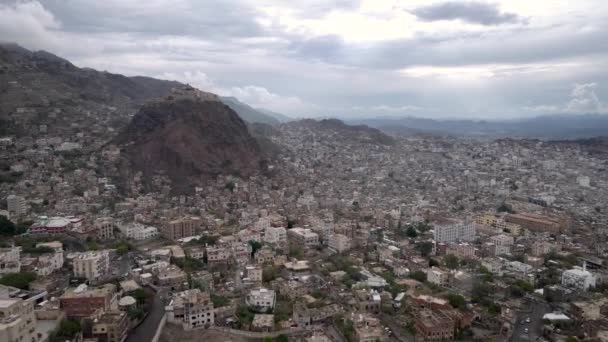 Taiz Jemen Maj 2021 Flygfoto Staden Taiz Visar Citadellet Kairo — Stockvideo