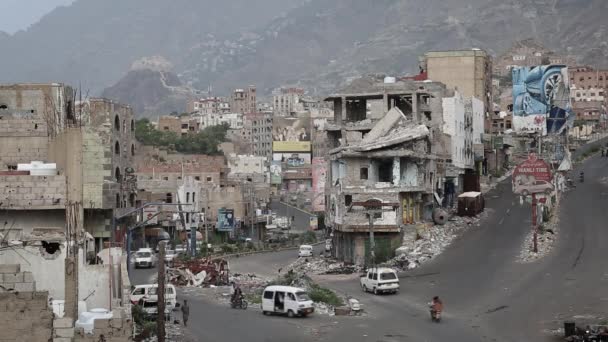 Taiz Jemen Grudnia 2016 Trwająca Wojna Między Ruchem Oporu Armią — Wideo stockowe