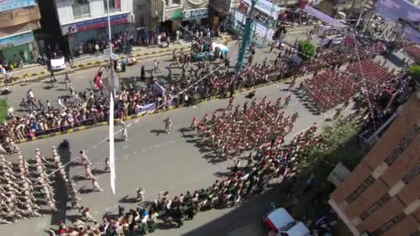 Taiz Yemen Sep 2017 Масовий Військовий Парад Річницю Революції Вересня — стокове відео