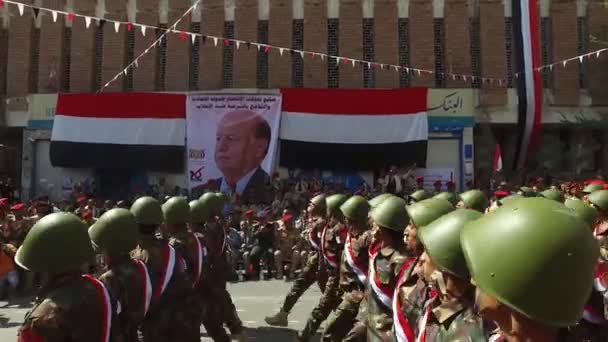 Taiz Jemen Sep 2017 Mass Och Militärparaden Årsdagen Revolutionen Den — Stockvideo