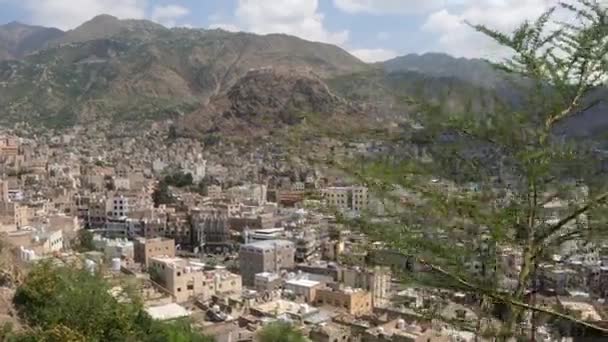 Taiz Jemen Mei 2021 Jemenitische Stad Taiz Historische Citadel Van — Stockvideo