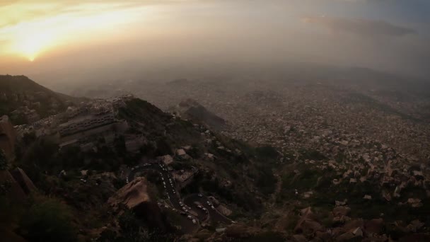 Taiz Yemen May 2021 Time Lapse Jabal Saber Road Overlooking — Stock Video