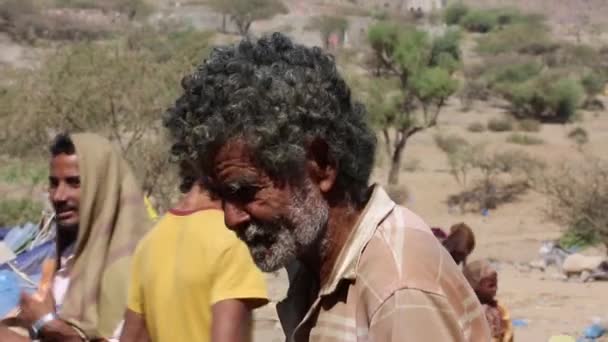 Taiz Yemen Feb 2017 Elderly Man Sad Because War Yemen — Stock Video