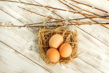 Paskalya yumurtaları ve Söğüt dalları.