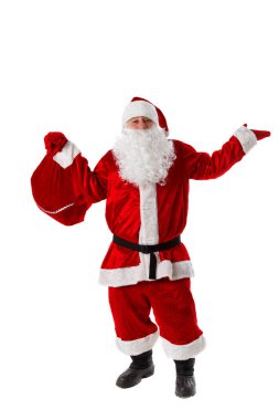 Otantik Noel Baba. Beyazda izole edilmiş. 