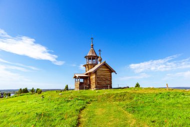 Açık Hava Müzesi Kizhi Pogost. Ahşap mimari anıtları. Kizhi Adası, Karelia, Rusya.