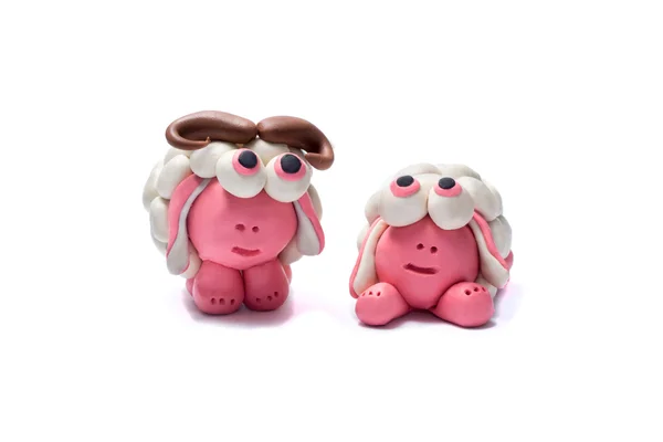 Two plasticine sheep. — Stock Photo, Image