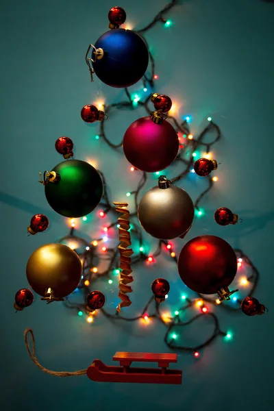 Composition of Christmas balls with garland. — Stock Photo, Image