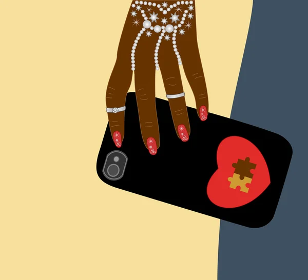 Vrouwelijke hand donkere huid modeaccessoires — Stockvector