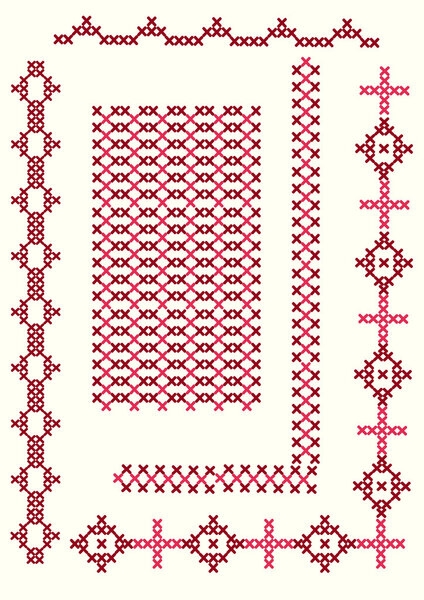 Simple schemes for cross stitch patterns vector set repeated for  beginners 