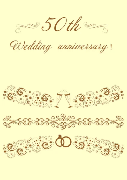 50esimo anniversario di matrimonio Invito originale vettore Illustrat — Vettoriale Stock