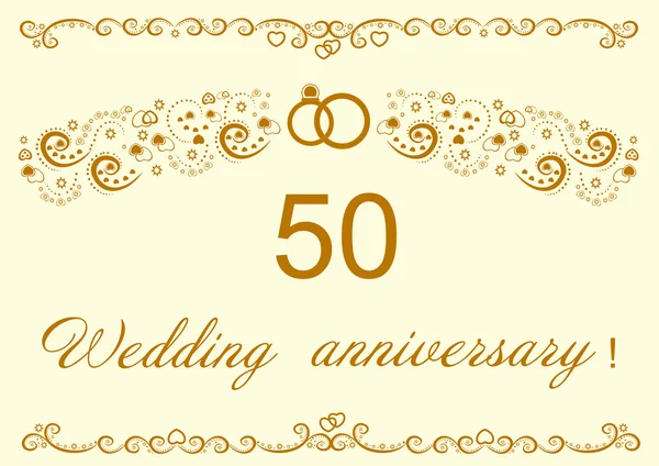50th casamento aniversário Convitation.Beautiful vetor editável il —  Vetores de Stock