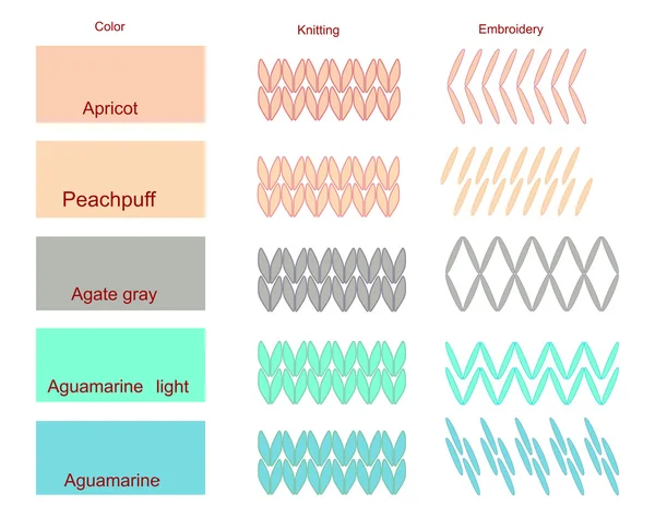 Παλέτα χρωμάτων με στοιχεία κέντημα και πλέξιμο επεξεργάσιμο και vector εικονογράφηση — Διανυσματικό Αρχείο