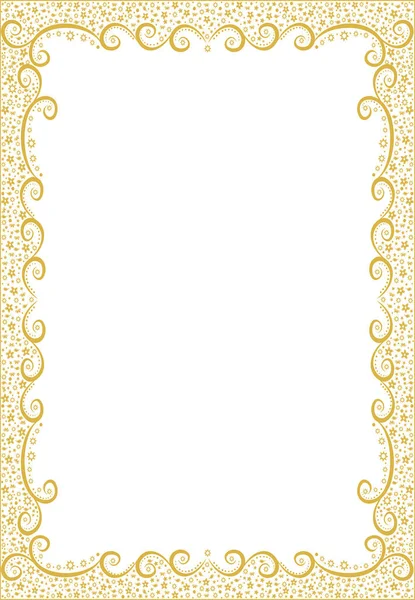 Золота Абстрактна Декоративна Рамка Вишукані Візерунки Квітами Птахами Використовується Весільних — стоковий вектор