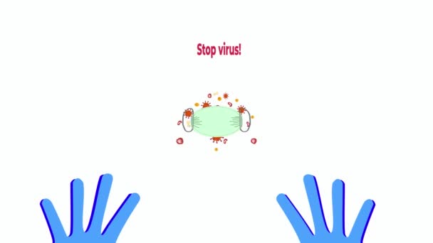Sarung Tangan Dan Pelindung Topeng Terhadap Virus Kampanye Visual Animasi — Stok Video