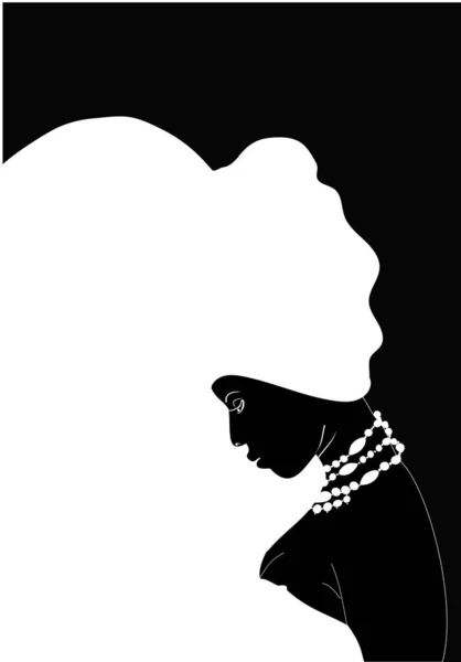 Silhouet Van Een Afro Amerikaanse Vrouw Een Tulband Profielweergave Het — Stockvector