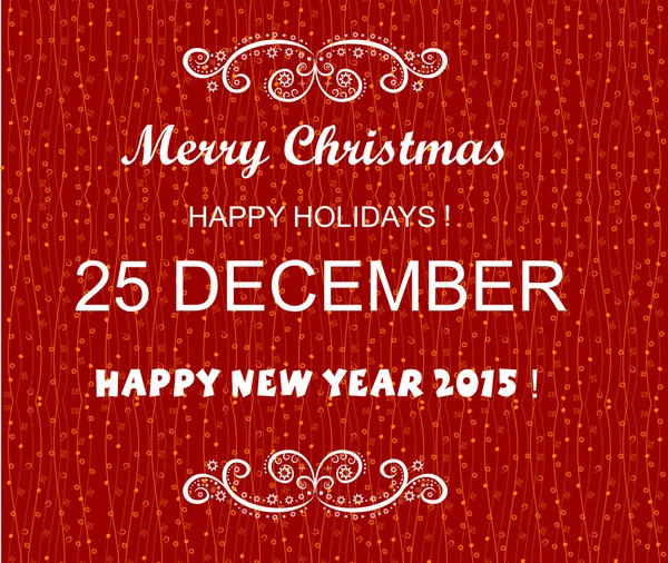 Salutations de Noël sur fond rouge pour la décoration festive — Image vectorielle