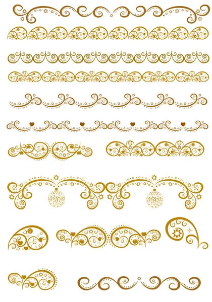 Conjunto de bordas com elementos dourados de Natal — Vetor de Stock
