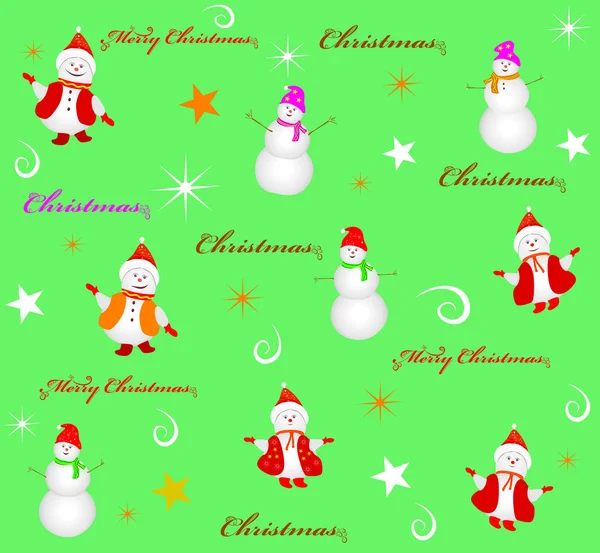 无缝圣诞背景雪人和雪花 — 图库矢量图片