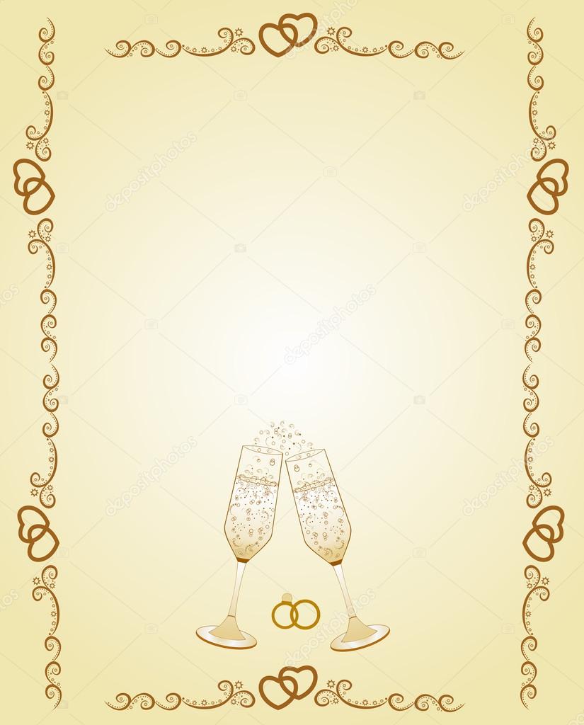 Wedding anniversary border invitation with glasses Stock Vector Image