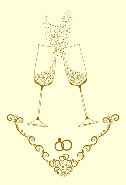 Verres de champagne pour les amoureux — Image vectorielle