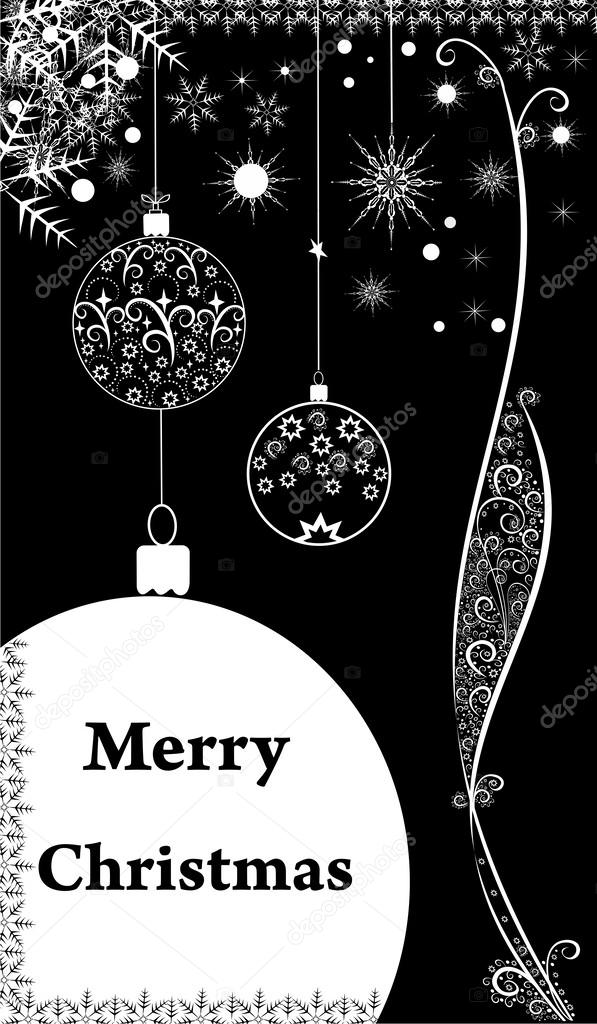 Christmas pattern with balls and snowflakes on a background of white and black