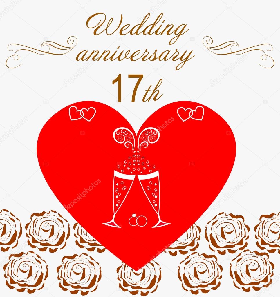 17 th Wedding anniversary Invitation