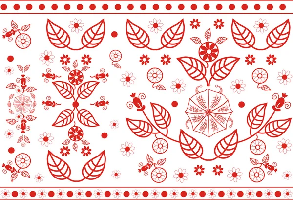 Vector patrón floral rojo — Vector de stock