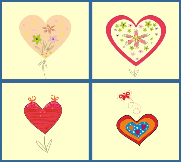 Abstract vector illustration set of hearts — Stock Vector