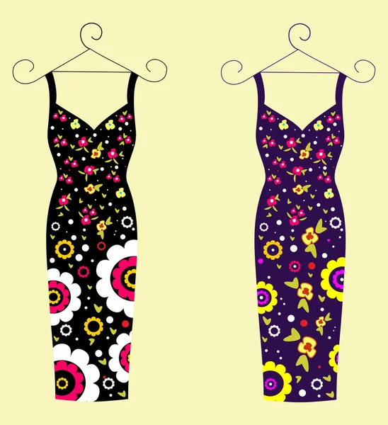 Vestidos de verano para niñas — Vector de stock