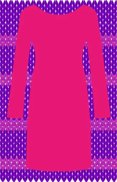 Pink dress and knitted background with stripes — Stock Vector