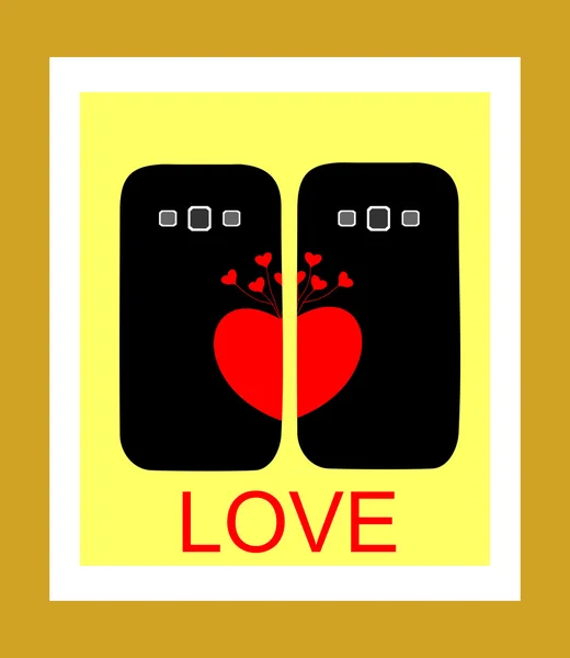 Fond avec un coeur pour le téléphone de couverture — Image vectorielle