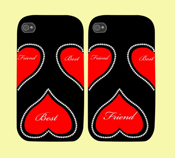 Two phone covers with hearts — Stock Vector