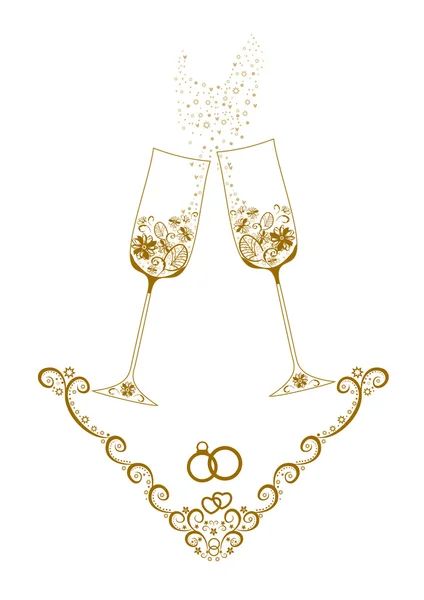 Szklanki ślubne z szampanem Ilustracje Stockowe bez tantiem