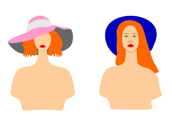 Girls in the hat for further editing — Stock Vector