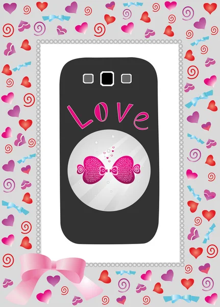 Phone in gift box love — Stock Vector