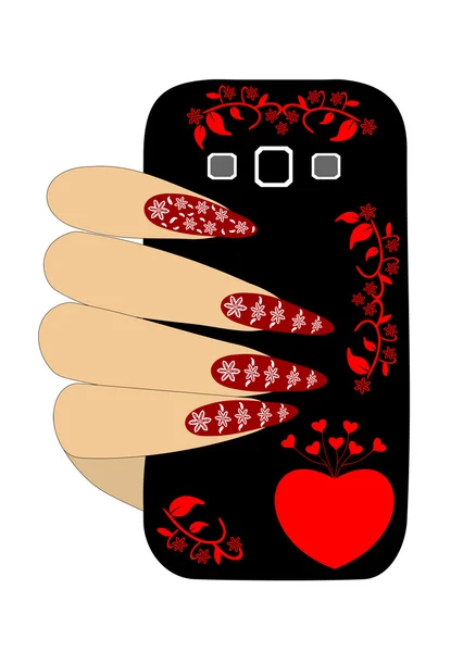 telefon ve el kırmızı ve siyah