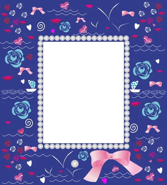 Frame with marine elements for photo — Stock Vector