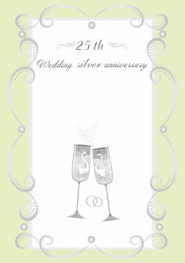 Wine glasses for a silver wedding vector Wine glasses for a silver wedding vector