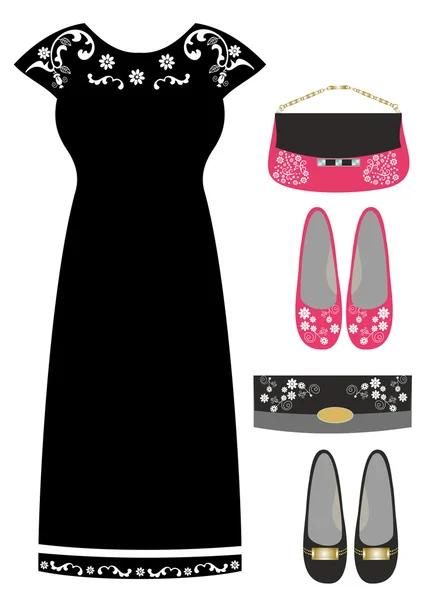 Ropa y accesorios de moda para niñas — Vector de stock