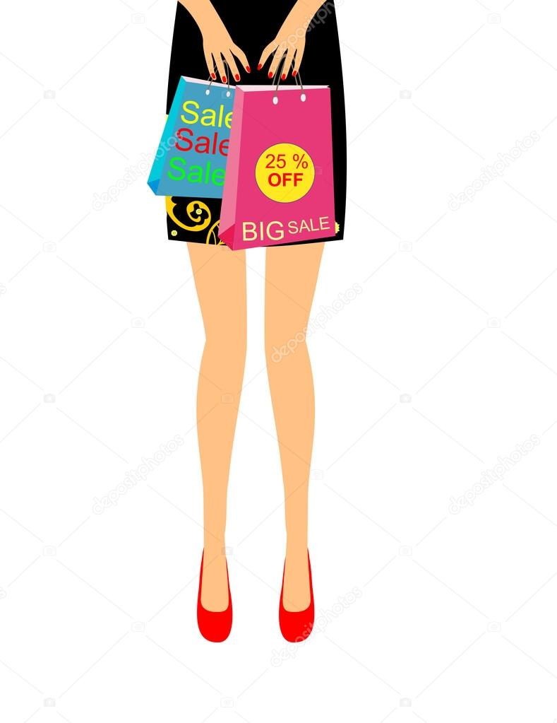 Girl from the waist up in red shoes bags sale prices