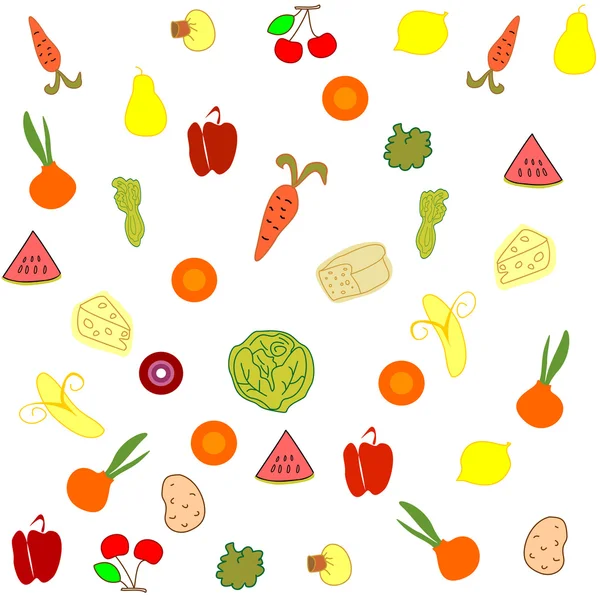 Seamless food fruit vegetables — Stock Vector