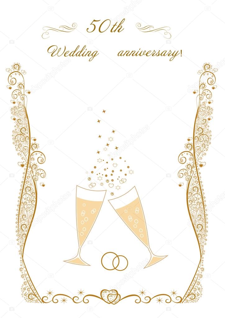 50th Wedding  anniversary  Invitation  Stock Vector  