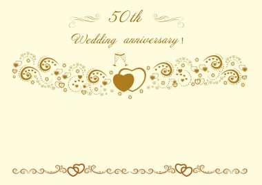 50th Wedding anniversary Invitation.Beautiful editable vector il clipart