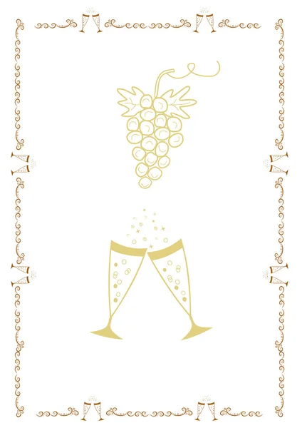 Üzüm ve şarap bardakları özgün çerçeve