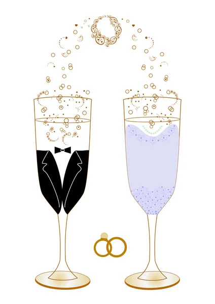 Festive wedding glasses with decor vector illustration — Stock Vector