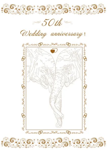 50 evlilik yıldönümü Invitation.Two filler illustr vektör