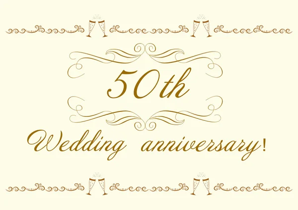 50th aniversário de casamento Convite belo vetor illustratio — Vetor de Stock