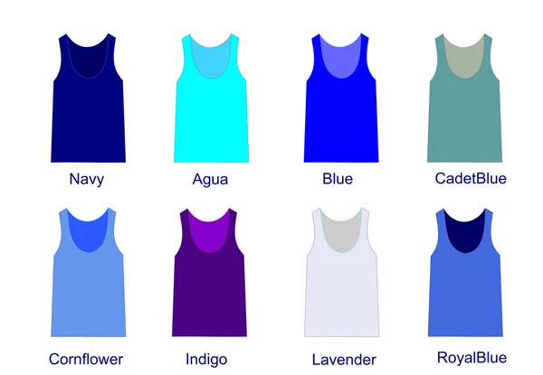Paleta de moda de color azul camisas vector ilustración — Vector de stock